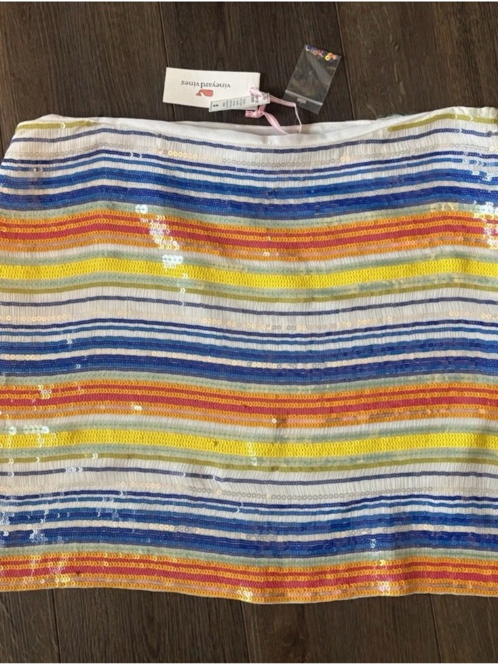 Vineyard Vines Sequin Striped Mini Skirt in Blue, Yellow & Orange